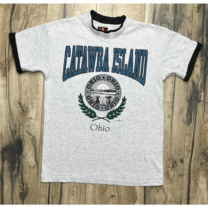 Vintage 90s Double-Layered Single Stitch Catawba Island Ohio Medium Signal .